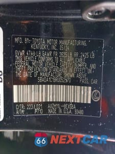 Zdjęcie 12 z 13 samochodu: 2024 LEXUS ES 300H BASE VIN:58ADA1C19RU052570 - miniatura