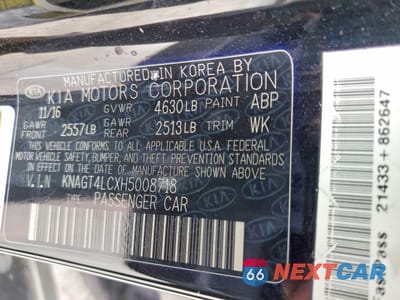 Zdjęcie 12 z 12 samochodu: 2017 KIA OPTIMA HYBRID VIN:KNAGT4LCXH5008718 - miniatura