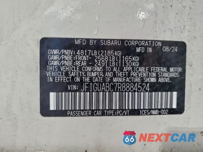 Zdjęcie 12 z 12 samochodu: 2024 SUBARU IMPREZA VIN:JF1GUABC7R8884524 - miniatura