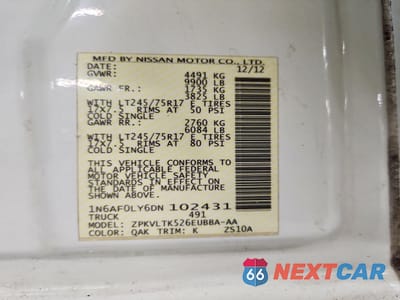 Zdjęcie 13 z 13 samochodu: 2013 NISSAN NV 2500 VIN:1N6AF0LY6DN102431 - miniatura