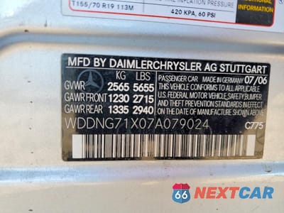 Zdjęcie 12 z 12 samochodu: 2007 MERCEDES-BENZ S 550 VIN:WDDNG71X07A079024 - miniatura