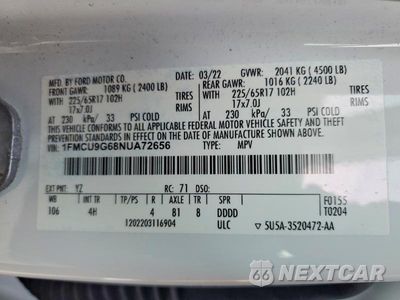 Zdjęcie 13 z 13 samochodu: 2022 FORD ESCAPE SE VIN:1FMCU9G68NUA72656 - miniatura