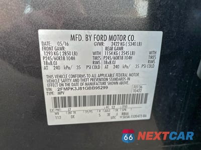 Zdjęcie 10 z 13 samochodu: 2016 FORD EDGE SEL VIN:2FMPK3J81GBB95299 - miniatura