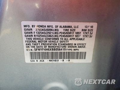 Zdjęcie 13 z 14 samochodu: 2011 HONDA PILOT EXL VIN:5FNYF4H6XBB056419 - miniatura
