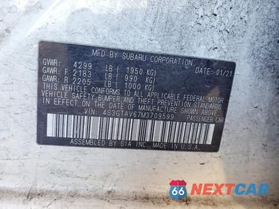 Zdjęcie 12 z 12 samochodu: 2021 SUBARU IMPREZA PREMIUM VIN:4S3GTAV67M3709599 - miniatura