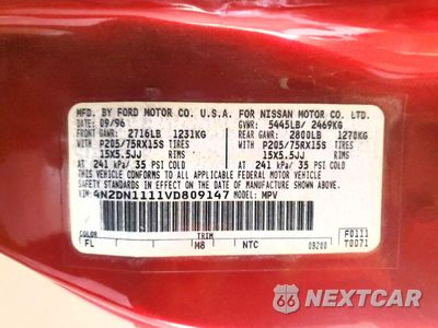 Zdjęcie 14 z 15 samochodu: 1997 NISSAN QUEST XE VIN:4N2DN1111VD809147 - miniatura
