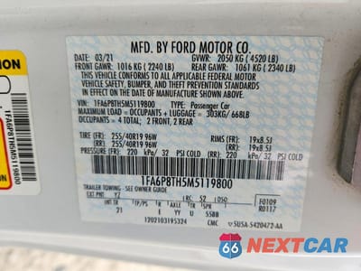 Zdjęcie 12 z 12 samochodu: 2021 FORD MUSTANG VIN:1FA6P8TH5M5119800 - miniatura