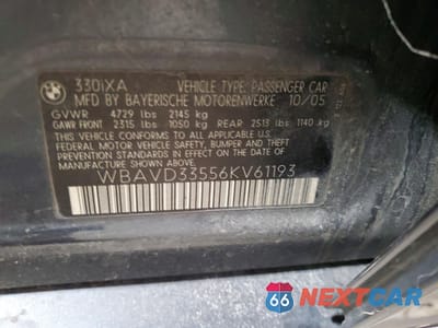 Zdjęcie 12 z 12 samochodu: 2006 BMW 330 XI VIN:WBAVD33556KV61193 - miniatura