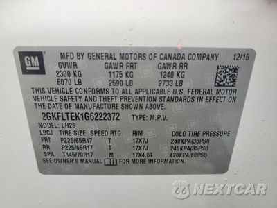 Zdjęcie 14 z 15 samochodu: 2016 GMC TERRAIN SLE VIN:2GKFLTEK1G6222372 - miniatura