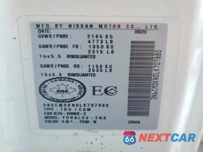 Zdjęcie 13 z 13 samochodu: 2020 NISSAN NV200 2.5S VIN:3N6CM0KN0LK707880 - miniatura