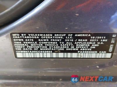 Zdjęcie 12 z 12 samochodu: 2012 VOLKSWAGEN PASSAT SE VIN:1VWBH7A30CC022602 - miniatura