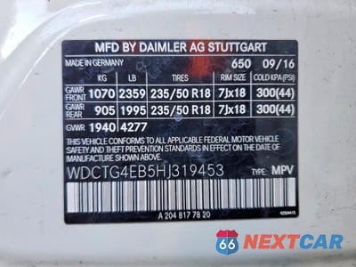 Zdjęcie 12 z 12 samochodu: 2017 MERCEDES-BENZ GLA 250 VIN:WDCTG4EB5HJ319453 - miniatura