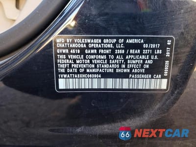 Zdjęcie 13 z 13 samochodu: 2017 VOLKSWAGEN PASSAT S VIN:1VWAT7A3XHC063904 - miniatura