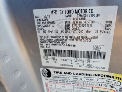 Zdjęcie 12 z 12 samochodu: 2013 FORD F150 SUPERCREW VIN:1FTFW1ET9DFA46186 - miniatura