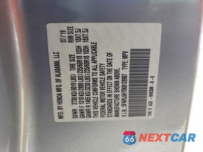 Zdjęcie 13 z 13 samochodu: 2019 HONDA ODYSSEY EXL VIN:5FNRL6H70KB128987 - miniatura