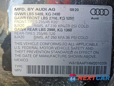 Zdjęcie 8 z 9 samochodu: 2021 AUDI Q5 PREMIUM PLUS VIN:WA1BAAFY4M2010205 - miniatura