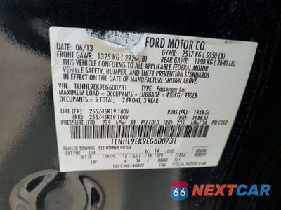 Zdjęcie 12 z 12 samochodu: 2014 LINCOLN MKS VIN:1LNHL9EK9EG600731 - miniatura