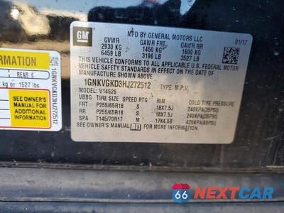 Zdjęcie 13 z 13 samochodu: 2017 CHEVROLET TRAVERSE LT VIN:1GNKVGKD3HJ272512 - miniatura