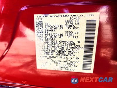 Zdjęcie 13 z 13 samochodu: 2007 NISSAN PATHFINDER S VIN:5N1AR18W67C615519 - miniatura