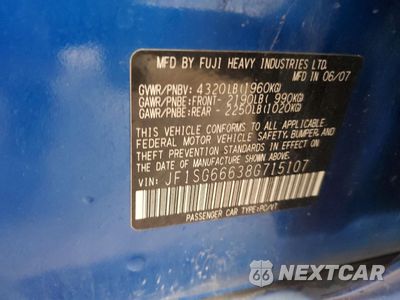 Zdjęcie 13 z 13 samochodu: 2008 SUBARU FORESTER SPORTS 2.5X VIN:JF1SG66638G715107 - miniatura