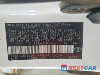 Zdjęcie 12 z 12 samochodu: 2020 TOYOTA CAMRY SE VIN:4T1G11AK2LU328420 - miniatura