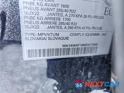 Zdjęcie 12 z 12 samochodu: 2021 AUDI SQ8 PREMIUM PLUS VIN:WA1AWAF19MD017588 - miniatura