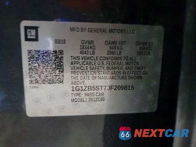 Zdjęcie 12 z 12 samochodu: 2018 CHEVROLET MALIBU LS VIN:1G1ZB5ST7JF209815 - miniatura