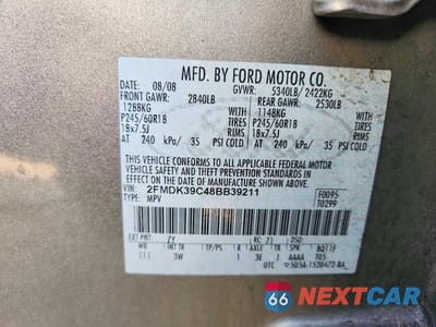 Zdjęcie 13 z 13 samochodu: 2008 FORD EDGE LIMITED VIN:2FMDK39C48BB39211 - miniatura