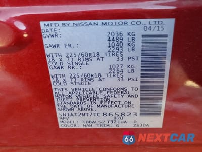 Zdjęcie 13 z 13 samochodu: 2015 NISS ROGUE SL VIN:5N1AT2MT7FC865823 - miniatura