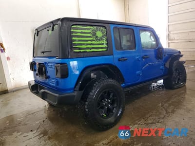 Trzecie zdjęcie samochodu z tyłu: 2021 JEEP WRANGLER UNLIMITED SPORT VIN:1C4HJXDNXMW803531 - miniatura