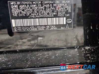 Zdjęcie 12 z 12 samochodu: 2009 LEXUS ES VIN:JTHBJ46G992325005 - miniatura