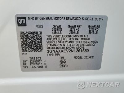 Zdjęcie 13 z 13 samochodu: 2022 CHEVROLET EQUINOX LT VIN:3GNAXKEV2NL261650 - miniatura