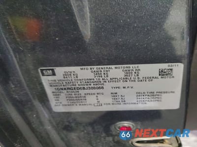 Zdjęcie 13 z 13 samochodu: 2011 CHEVROLET TRAVERSE LT VIN:1GNKRGED6BJ308068 - miniatura