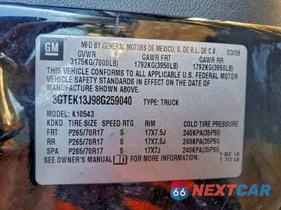 Zdjęcie 12 z 12 samochodu: 2008 GMC SIERRA K1500 VIN:3GTEK13J98G259040 - miniatura