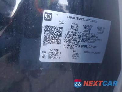 Zdjęcie 13 z 13 samochodu: 2022 CHEVROLET SUBURBAN K1500 LT VIN:1GNSKCKD8NR197580 - miniatura