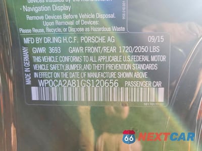 Zdjęcie 12 z 13 samochodu: 2016 PORSCHE BOXSTER VIN:WP0CA2A81GS120656 - miniatura