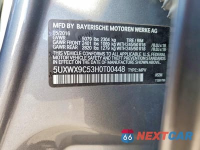 Zdjęcie 14 z 14 samochodu: 2017 BMW X3 XDRIVE28I VIN:5UXWX9C53H0T00448 - miniatura