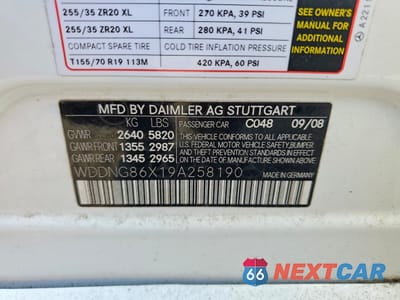 Zdjęcie 12 z 12 samochodu: 2009 MERCEDES-BENZ S 550 4MATIC VIN:WDDNG86X19A258190 - miniatura