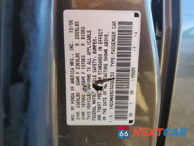 Zdjęcie 12 z 12 samochodu: 2007 HONDA ACCORD EX VIN:1HGCM66507A028653 - miniatura