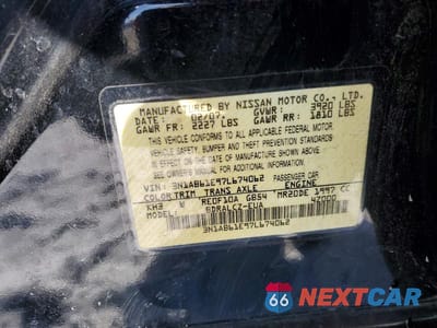 Zdjęcie 12 z 12 samochodu: 2007 NISSAN SENTRA 2.0 VIN:3N1AB61E97L674062 - miniatura