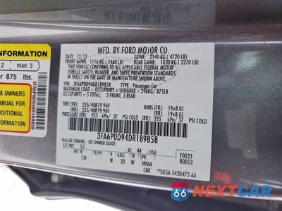 Zdjęcie 13 z 13 samochodu: 2013 FORD FUSION TITANIUM VIN:3FA6P0D94DR189858 - miniatura