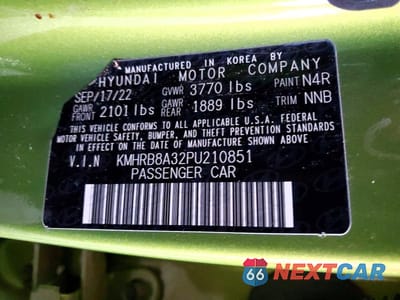 Zdjęcie 12 z 12 samochodu: 2023 HYUNDAI VENUE SE VIN:KMHRB8A32PU210851 - miniatura