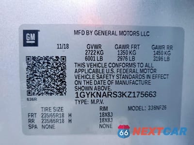 Zdjęcie 13 z 14 samochodu: 2019 CADILLAC XT5 VIN:1GYKNARS3KZ175663 - miniatura