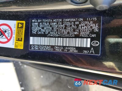 Zdjęcie 12 z 12 samochodu: 2016 LEXUS CT 200 VIN:JTHKD5BH1G2265326 - miniatura