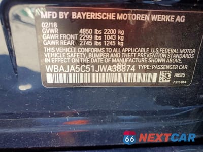 Zdjęcie 12 z 12 samochodu: 2018 BMW 530 I VIN:WBAJA5C51JWA38874 - miniatura
