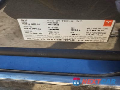 Zdjęcie 12 z 12 samochodu: 2017 TESLA MODEL S VIN:5YJSA1E20HF207460 - miniatura
