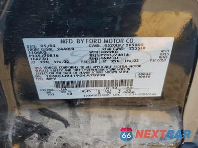 Zdjęcie 13 z 13 samochodu: 2005 FORD ESCAPE VIN:1FMCU94195KA78938 - miniatura