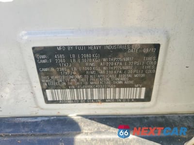 Zdjęcie 13 z 13 samochodu: 2013 SUBARU OUTBACK 2.5I LIMITED VIN:4S4BRBKC4D3233669 - miniatura