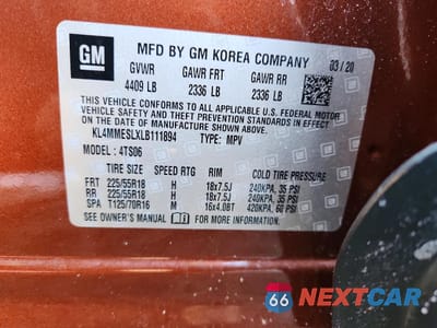 Zdjęcie 13 z 14 samochodu: 2020 BUICK ENCORE GX SELECT VIN:KL4MMESLXLB111894 - miniatura