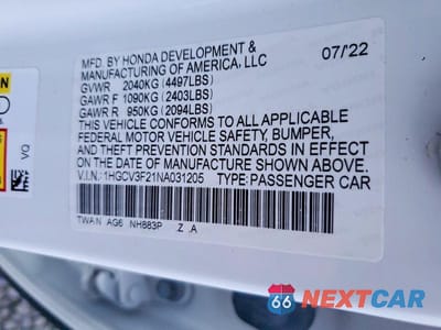 Zdjęcie 12 z 12 samochodu: 2022 HONDA ACCORD HYBRID SPORT VIN:1HGCV3F21NA031205 - miniatura